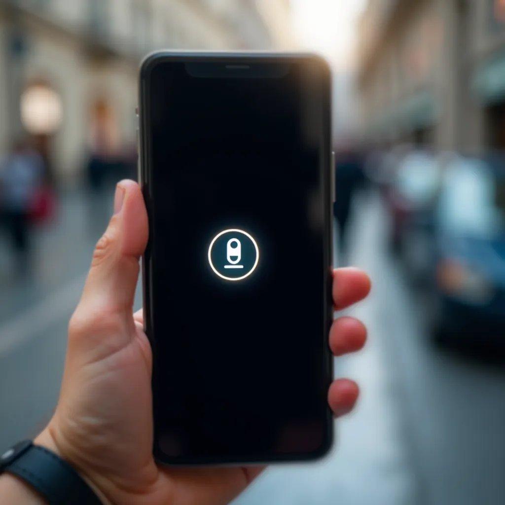 Telefona ekrāns ar Apple logo iedarbības procesā